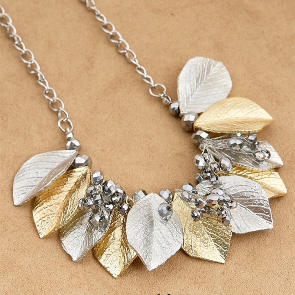 Silver and Gold Leaves Necklace